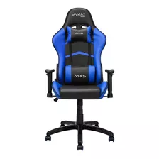 Cadeira De Escritório Mymax Mx5 Gamer Ergonômica Preto E Azul Com Estofado Em Tecido Sintético