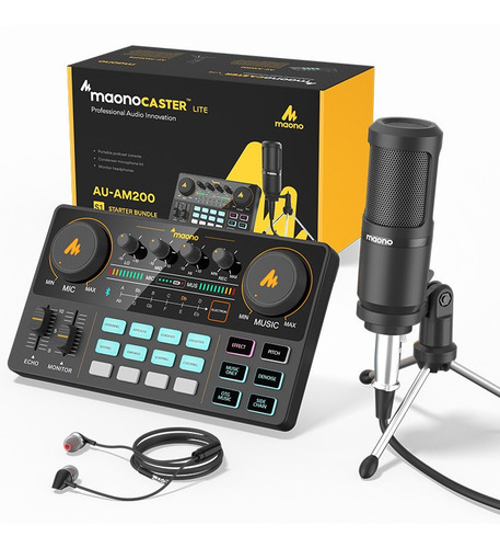 Mezcladora Maono Am200-s1 Tarjeda De Sonido Con Micrófono
