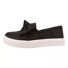 Tênis Feminino Infantil Slip On Menina Preto Brilho Bebê