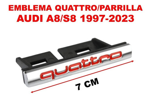 Par De Emblemas Quattro Audi A8/s8 1997-2023 Crom/rojo Foto 5