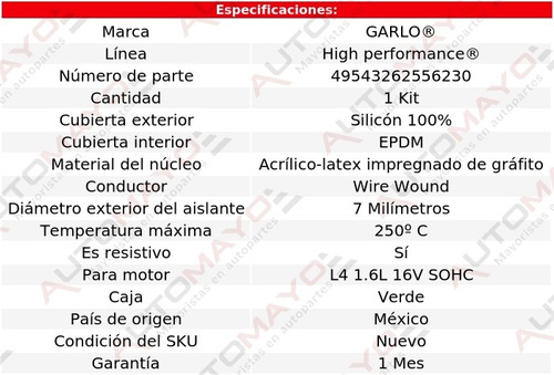 Cables Bujias Esteem 1.6l 16v Sohc 98 Garlo High Performance Foto 2