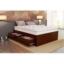 Base Box 4 Gavetões Casal Madeira Maciça Alto Padrão Bedroom Cor Castanho