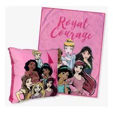 Kit Almofada+manta Princesas Royal Courage Personagem Disney