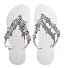 Chinelo Havaianas Decorado Luxo Brilho Pedraria Em V