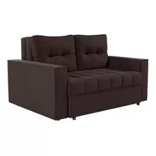 Sofa Cama 2 Plazas Abertura Frontal Ruedas Patas De Madera Color Marrón Diseño De La Tela Liso