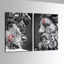 Cuadros Canvas Estatuas De David Y Zeus Graffiti 