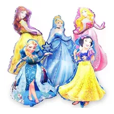 5 Globos Princesa Elsa Bella Aurora Blanca Nieves Cenicienta