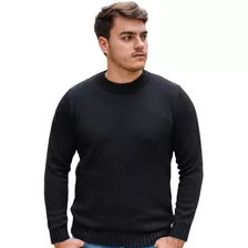 Blusa Tricô Masculina Lã Suéter Gola Careca Cardigan Inverno