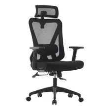 Silla Oficina Top Living Ergonómica Reclinable Con Cabecera Color Negro