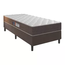 Cama Box Solteiro Colchão Molas Pequim 88x58cm Marrom/branco