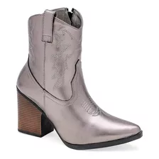 Bota Vaquera Metalica Lady One Go1007 Gris Para Mujer Tx7