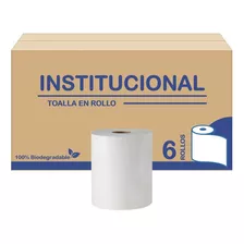 6 Rollos Toalla En Rollo Para Manos Institucional Blanca Bio