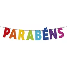 Faixa Decorativa Especial - Parabéns Com Letras Coloridas