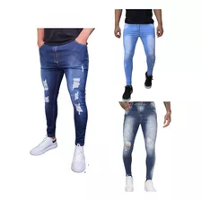 Kit 3 Calça Masculina Jeans Premium Super Skinny Justa Rasgo