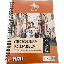 Cuaderno Dibujo Croquera Acuarela A5 160g.