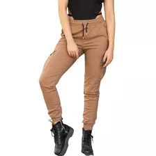 Pantalón Mujer Jogger Cargo Gabardina Elastizada V. Colores