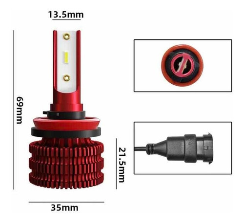 Set 2 Focos H11 H9 H8 Csp Led 12v Xenn 6k Nissan Toyota Bmw Foto 5