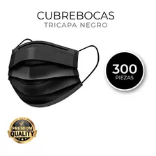 Cubrebocas Tricapa Termosellado Plisado Negro 300 Piezas Diseño De La Tela Liso