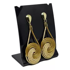 Brincos Infinito De Capim Dourado Artesanal Feminino Banhado