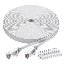 Busohe Cat6 Cable Ethernet 60 Ft Blanco, Cat-6 Flat Computer