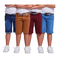 Kit 4 Bermuda Jeans Sarja Infantil Menino Short Masculino