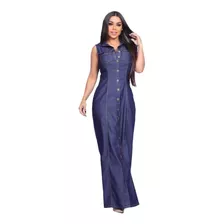 Vestido Adulto Midi Jeans Rodado Leve Conforto Poderosa