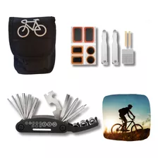 Kit Manutenção Reparo E Remendo Com Chave Para Bicicleta