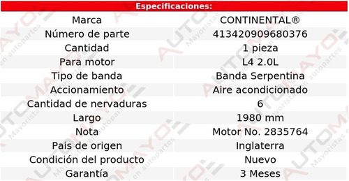 Banda Acc 1980 Mm A/a 156 L4 2.0l Alfa Romeo 02-04 Foto 4