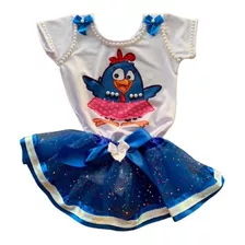 Fantasia Conjunto Galinha Pintadinha Body + Saia De Tule