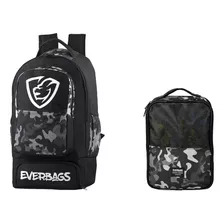 Combo Mochila Térmica Bag Esportiva Preto Necessaire Porta Tênis Camuflado Cinza