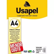 Papel Opaline Usapel A4 180g Branco - Pt C/ 50