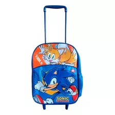 Mochila Sonic Y Tails Con Carro 35 Cm - Vamos A Jugar Color Azul