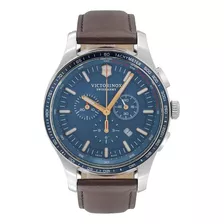 Relógio Esportivo Victorinox Swiss Army Azul, Edição Limitada, Pulseira Marrom
