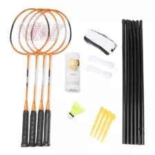 Kit Badminton Completo 4 Raquetes Rede Petecas Frete Grátis!