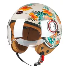 Casco Moto Classic 3/4 - Print Cream B110 Marca Beon