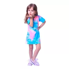 Vestido Tie Dye Infantil Menina Camisetão Moda Verão