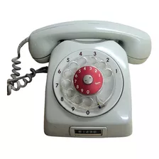 Telefono De Disco Gris Oscuro, Ericsson, Años 80s, Dial Rojo