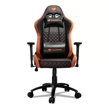 Silla De Escritorio Cougar Armor Pro Gamer Ergonómica Naranja Y Negra Con Tapizado De Cuero Sintético Y Gamuza Sintética