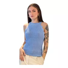 Blusa Feminina Modelo Garrafinha Regata Babado Modal Verão