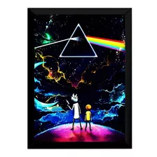 Quadro Incrivel Desenho Rick And Morty X Pink Floyd 33x23