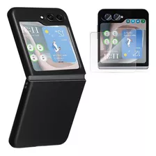 Capa Capinha Slim + Plc Painel Traseiro Para Galaxy Z Flip 5 Cor Preto