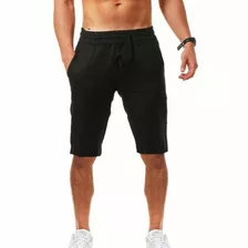 Short Pantalón De Algodón Y Lino Para Hombre, Playa, Yoga