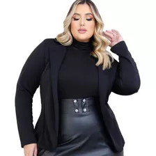 Blazer Casaco Neoprene Feminino Moda Terninho Plus Size 