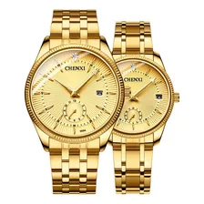 Chenxi Luxury Fashion Couple Relógio Quartz 2 Peças