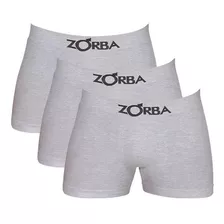 Kit 3 Cuecas Boxer Zorba Algodão Cinza Sem Costura 781