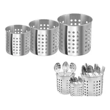 Kit 3un Escorredor Talher Inox Porta Utensílios Suporte Pia