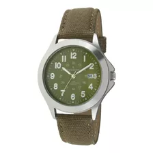Reloj Hombre Peugeot 2041 Cuarzo 40mm Pulso Verde En Textil