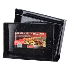 Set X 3 Asaderas Fuentes Enlozadas Para Horno Jovifel Color Negro