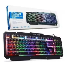 Teclado Gamer Exbom Bk-g200 Qwerty Cor Preto Com Luz Rgb