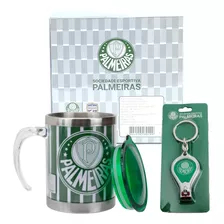 Caneca Palmeiras Térmica Com Tampa 450ml + Chaveiro Cortador